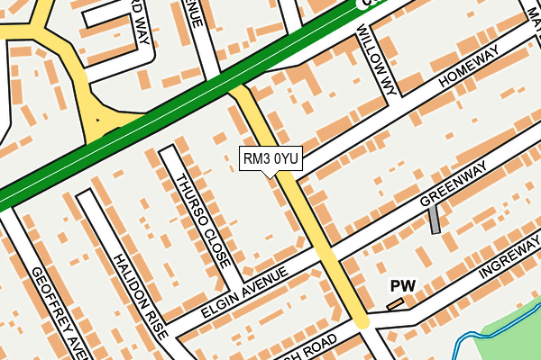 RM3 0YU map - OS OpenMap – Local (Ordnance Survey)
