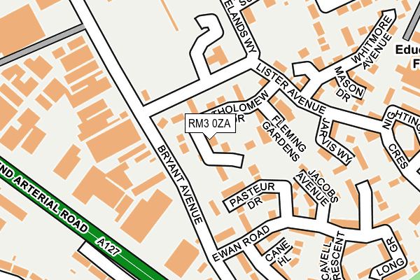 RM3 0ZA map - OS OpenMap – Local (Ordnance Survey)