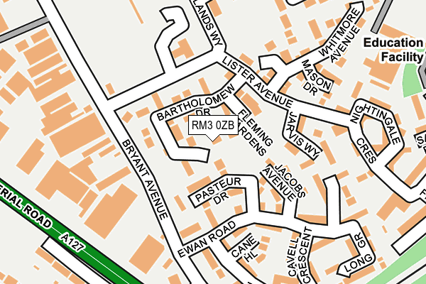 RM3 0ZB map - OS OpenMap – Local (Ordnance Survey)