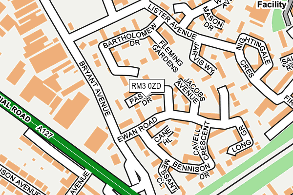 RM3 0ZD map - OS OpenMap – Local (Ordnance Survey)
