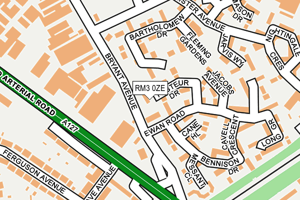 RM3 0ZE map - OS OpenMap – Local (Ordnance Survey)