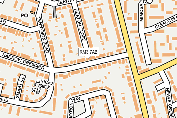 RM3 7AB map - OS OpenMap – Local (Ordnance Survey)