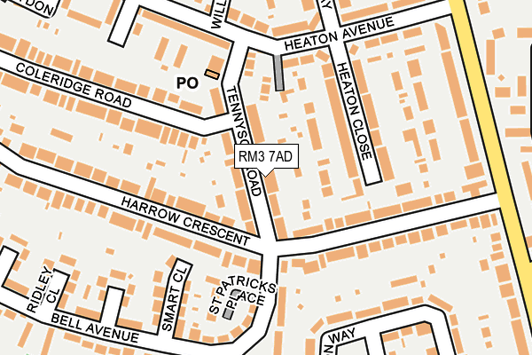 RM3 7AD map - OS OpenMap – Local (Ordnance Survey)