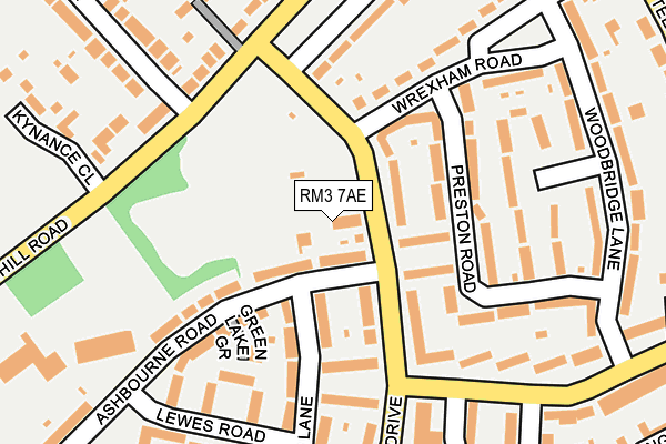 RM3 7AE map - OS OpenMap – Local (Ordnance Survey)