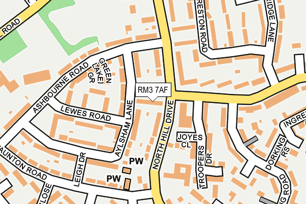 RM3 7AF map - OS OpenMap – Local (Ordnance Survey)