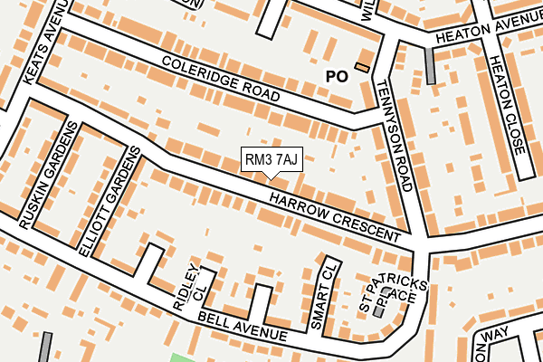 RM3 7AJ map - OS OpenMap – Local (Ordnance Survey)