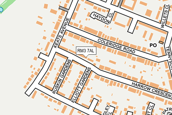 RM3 7AL map - OS OpenMap – Local (Ordnance Survey)