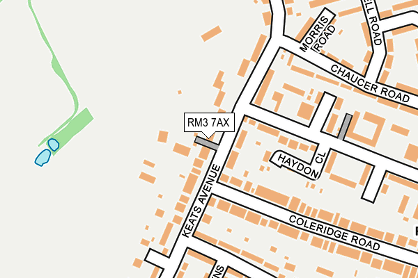 RM3 7AX map - OS OpenMap – Local (Ordnance Survey)