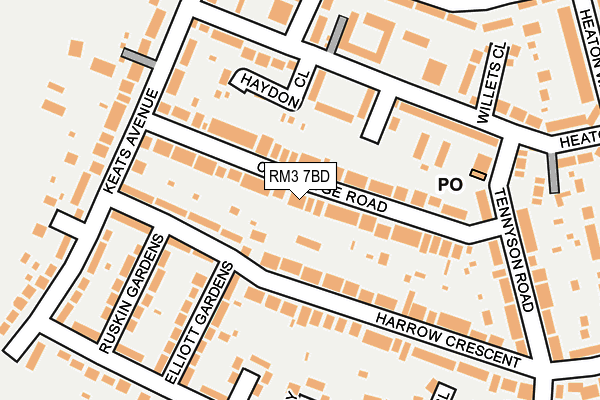 RM3 7BD map - OS OpenMap – Local (Ordnance Survey)