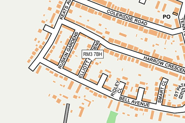 RM3 7BH map - OS OpenMap – Local (Ordnance Survey)