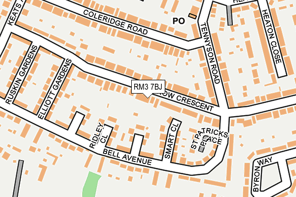 RM3 7BJ map - OS OpenMap – Local (Ordnance Survey)