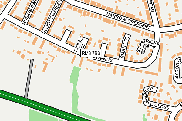 RM3 7BS map - OS OpenMap – Local (Ordnance Survey)