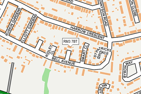 RM3 7BT map - OS OpenMap – Local (Ordnance Survey)