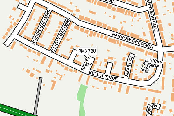 RM3 7BU map - OS OpenMap – Local (Ordnance Survey)