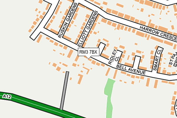 RM3 7BX map - OS OpenMap – Local (Ordnance Survey)