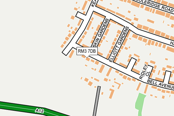 RM3 7DB map - OS OpenMap – Local (Ordnance Survey)