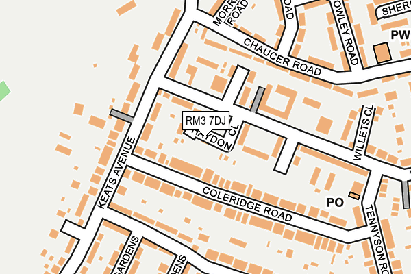 RM3 7DJ map - OS OpenMap – Local (Ordnance Survey)