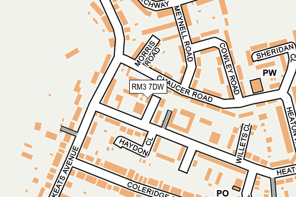 RM3 7DW map - OS OpenMap – Local (Ordnance Survey)