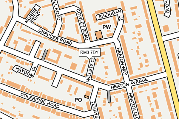 RM3 7DY map - OS OpenMap – Local (Ordnance Survey)