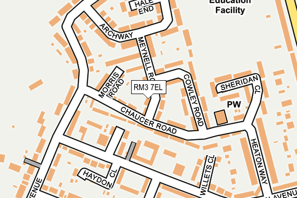 RM3 7EL map - OS OpenMap – Local (Ordnance Survey)