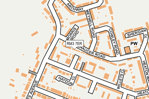 RM3 7ER map - OS OpenMap – Local (Ordnance Survey)