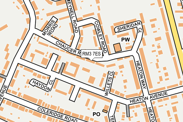 RM3 7ES map - OS OpenMap – Local (Ordnance Survey)