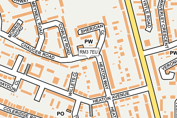 RM3 7EU map - OS OpenMap – Local (Ordnance Survey)