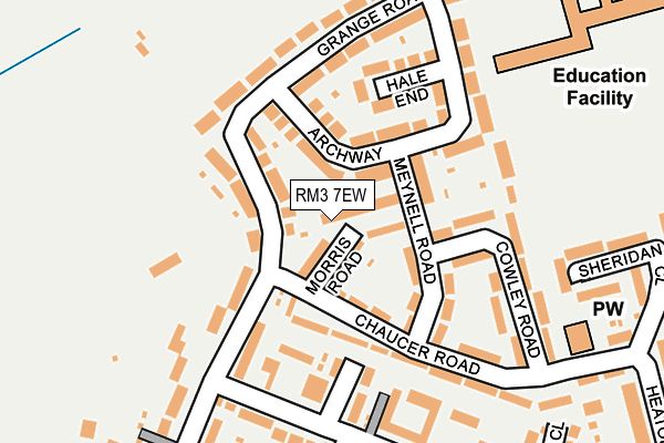 RM3 7EW map - OS OpenMap – Local (Ordnance Survey)