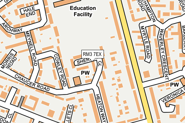 RM3 7EX map - OS OpenMap – Local (Ordnance Survey)