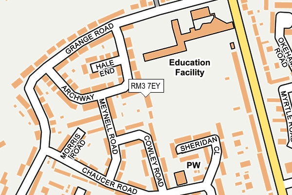 RM3 7EY map - OS OpenMap – Local (Ordnance Survey)