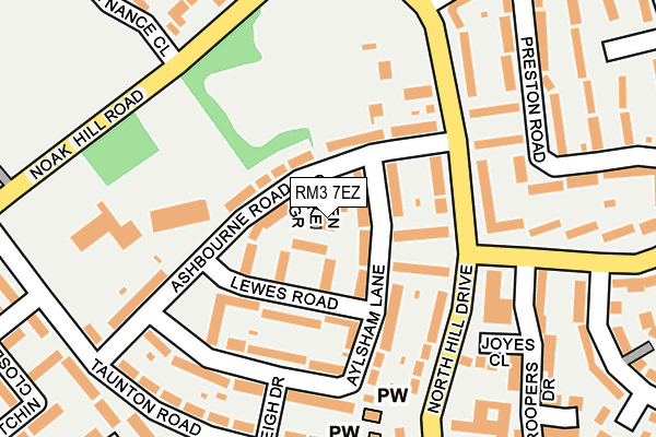 RM3 7EZ map - OS OpenMap – Local (Ordnance Survey)