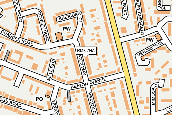 RM3 7HA map - OS OpenMap – Local (Ordnance Survey)