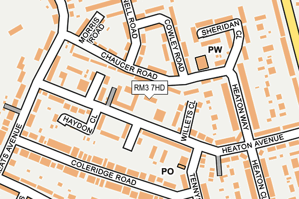 RM3 7HD map - OS OpenMap – Local (Ordnance Survey)