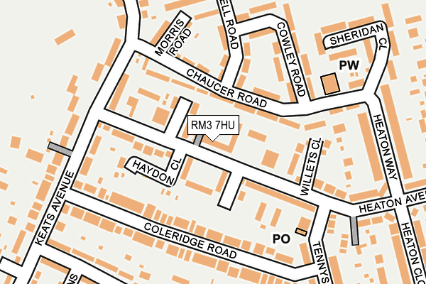 RM3 7HU map - OS OpenMap – Local (Ordnance Survey)