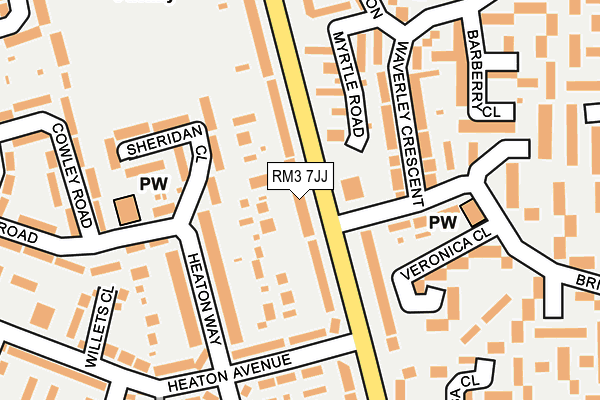 RM3 7JJ map - OS OpenMap – Local (Ordnance Survey)
