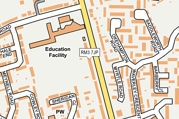 RM3 7JP map - OS OpenMap – Local (Ordnance Survey)