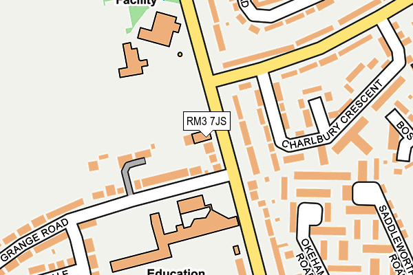 RM3 7JS map - OS OpenMap – Local (Ordnance Survey)