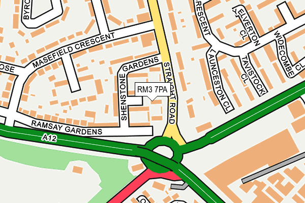 RM3 7PA map - OS OpenMap – Local (Ordnance Survey)