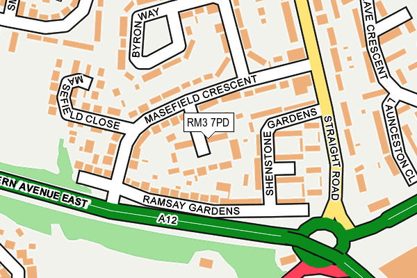 RM3 7PD map - OS OpenMap – Local (Ordnance Survey)