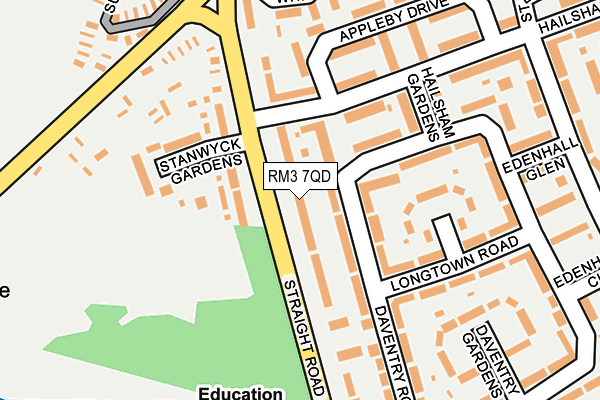 RM3 7QD map - OS OpenMap – Local (Ordnance Survey)