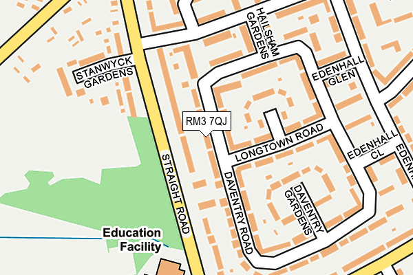 RM3 7QJ map - OS OpenMap – Local (Ordnance Survey)