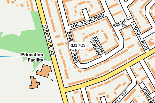 RM3 7QS map - OS OpenMap – Local (Ordnance Survey)