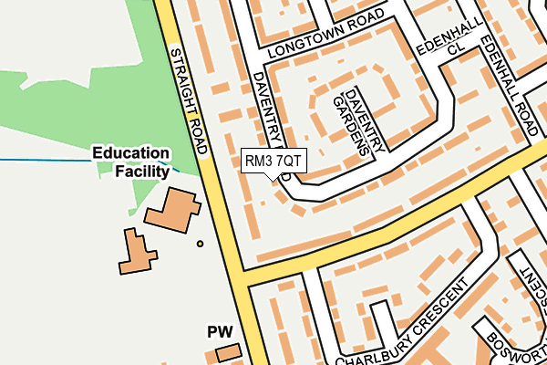 RM3 7QT map - OS OpenMap – Local (Ordnance Survey)