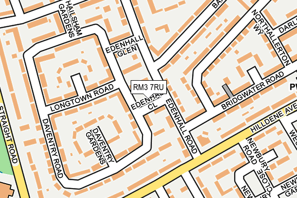 RM3 7RU map - OS OpenMap – Local (Ordnance Survey)
