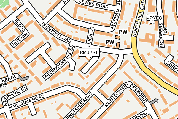 RM3 7ST map - OS OpenMap – Local (Ordnance Survey)