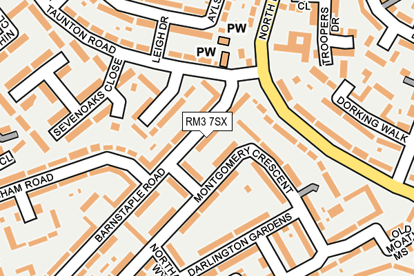 RM3 7SX map - OS OpenMap – Local (Ordnance Survey)