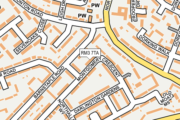 RM3 7TA map - OS OpenMap – Local (Ordnance Survey)
