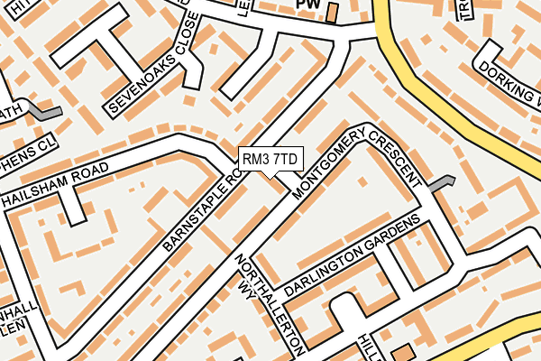 RM3 7TD map - OS OpenMap – Local (Ordnance Survey)