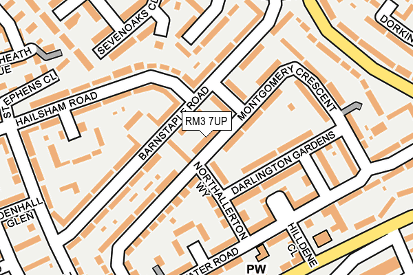 RM3 7UP map - OS OpenMap – Local (Ordnance Survey)