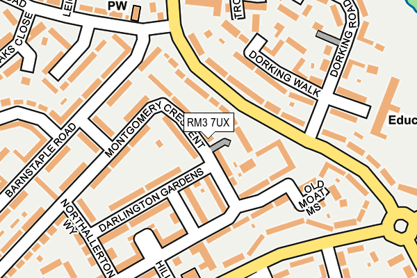 RM3 7UX map - OS OpenMap – Local (Ordnance Survey)
